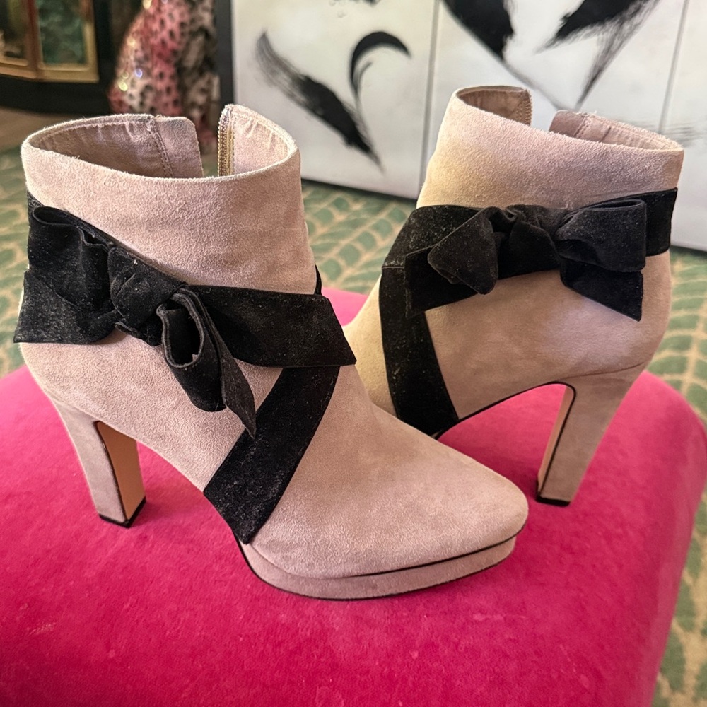 Karl Lagerfeld Suede Bootie with Bow Accent